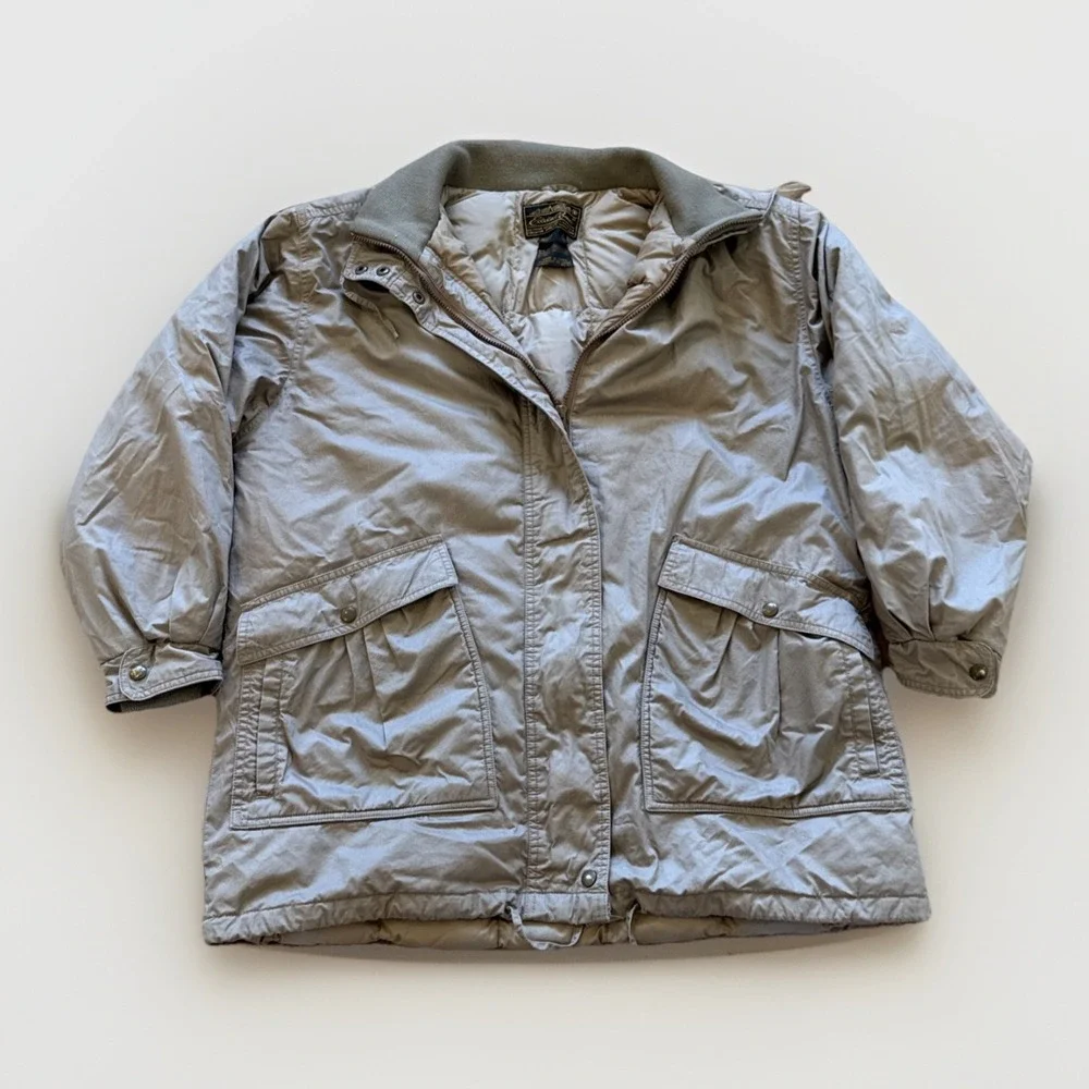 Vintage‎ Eddie Bauer Jacket Womens XL Barn Chore Field Goose Down Brown Puffer